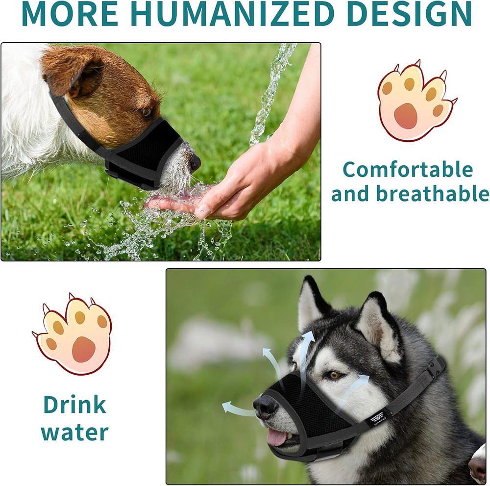 Nylon Dog Muzzle for Small Medium Large Sized Dogs, Breathable Light-Weight Mesh