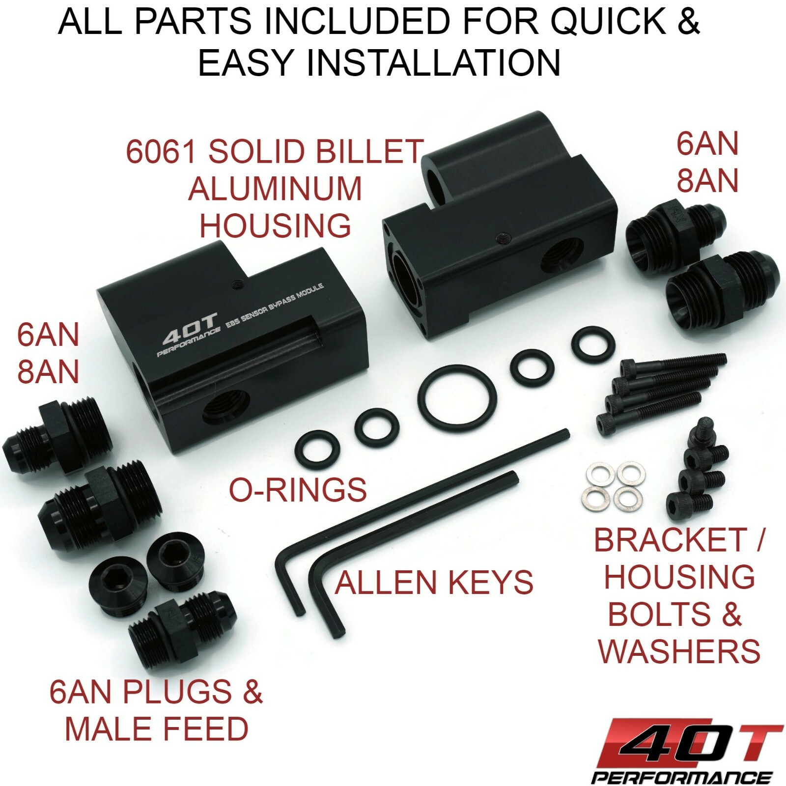 E85 Flex Fuel Sensor Mount Bypass KIT SOLID BILLET 6AN 8AN Splitter GM AEM