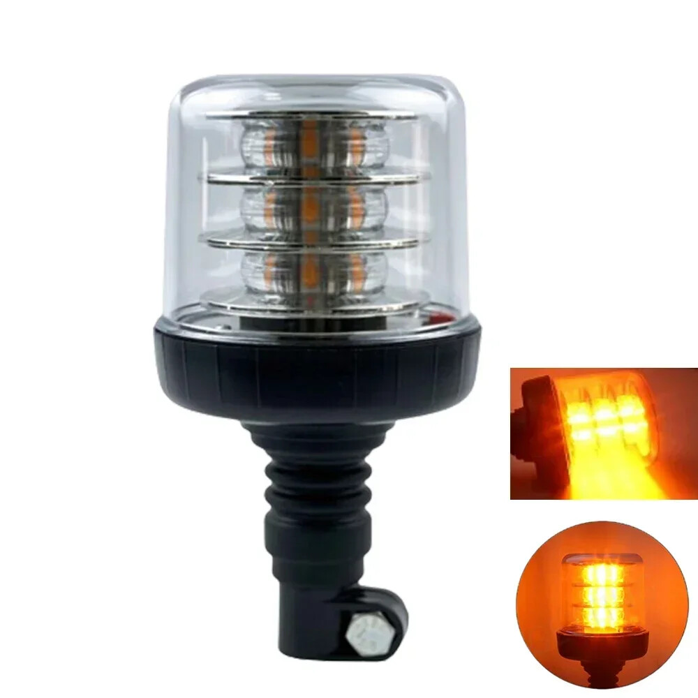12-24V LED Rotating Flashing Beacon FlexI DIN Pole Mount Tractor Warning Light