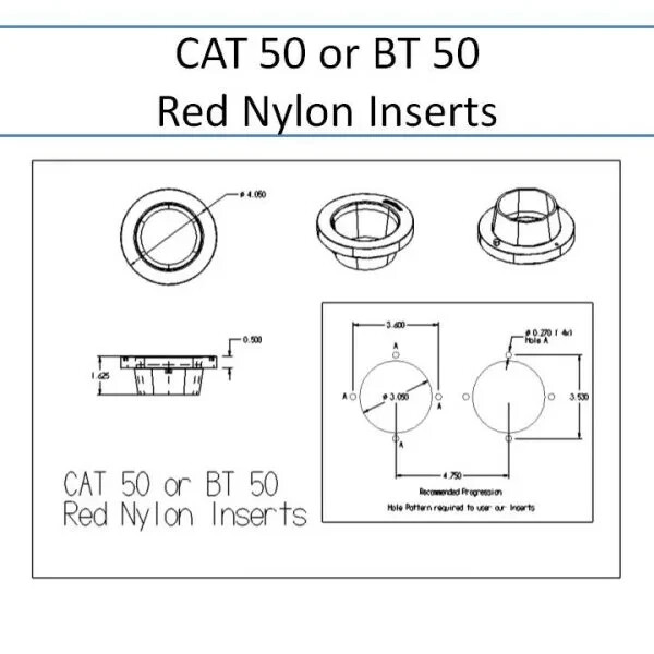 CAT 50 - BT 50 , Durable Red Nylon CNC Inserts with Tabs, 25 pcs