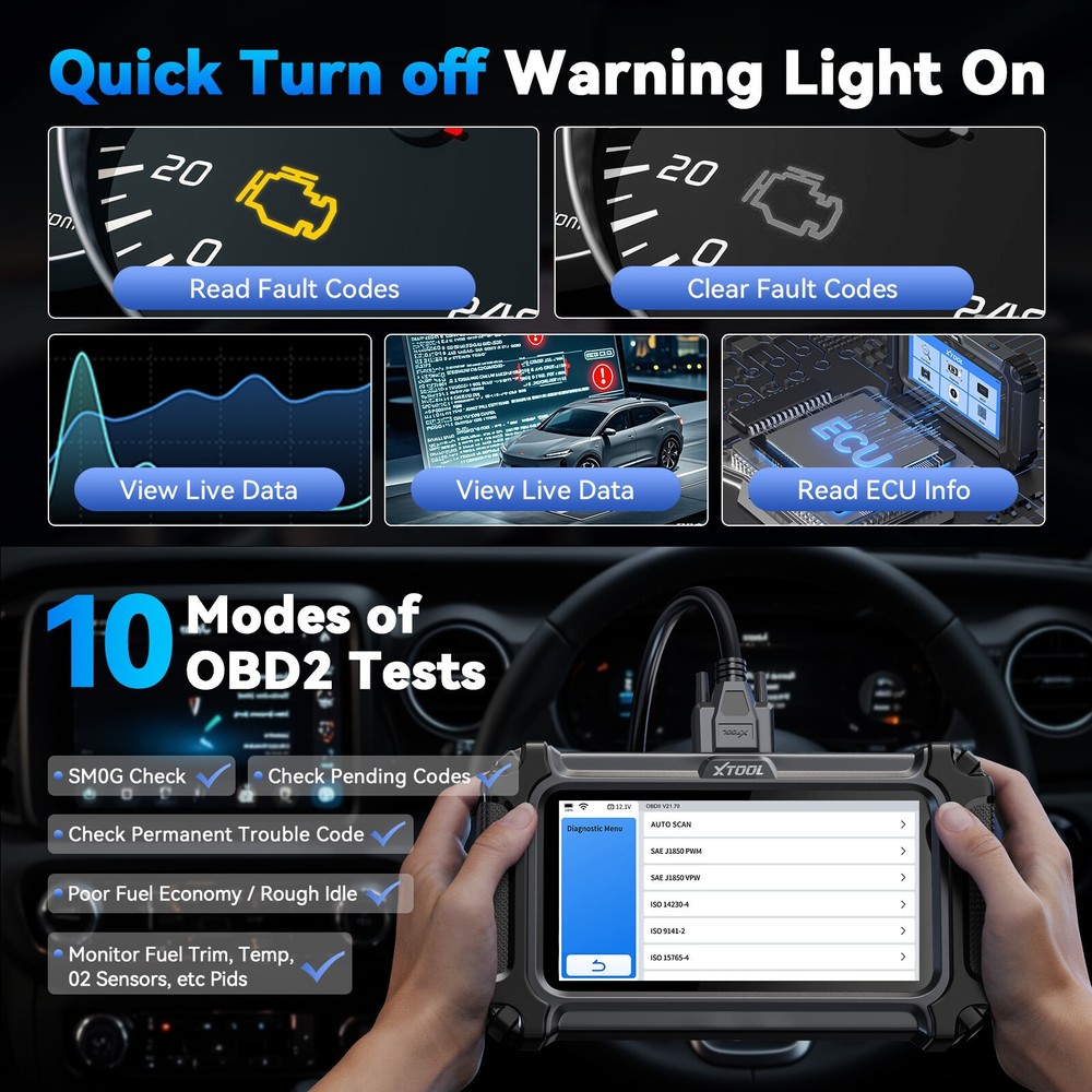 2026 XTOOL D5S OBD2 Scanner Check Engine ABS SRS Transmission Diagnostic