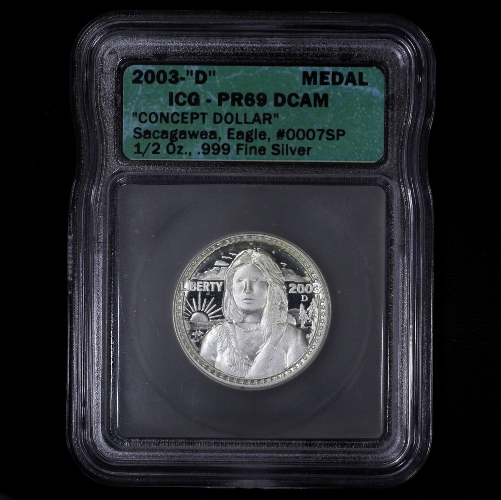 2003-D Sacagawea Concept Dollar by Daniel Carr 1/2 Oz .999 Silver Pattern Coin