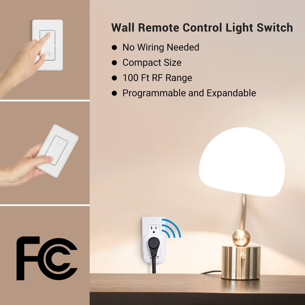 DEWENWILS Wireless Wall Mounted Light Switch, Electrical Plug in On Off Power