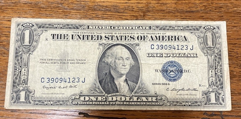 💎 1935 G Ex. RARE $1 Silver Certificate Blue Seal