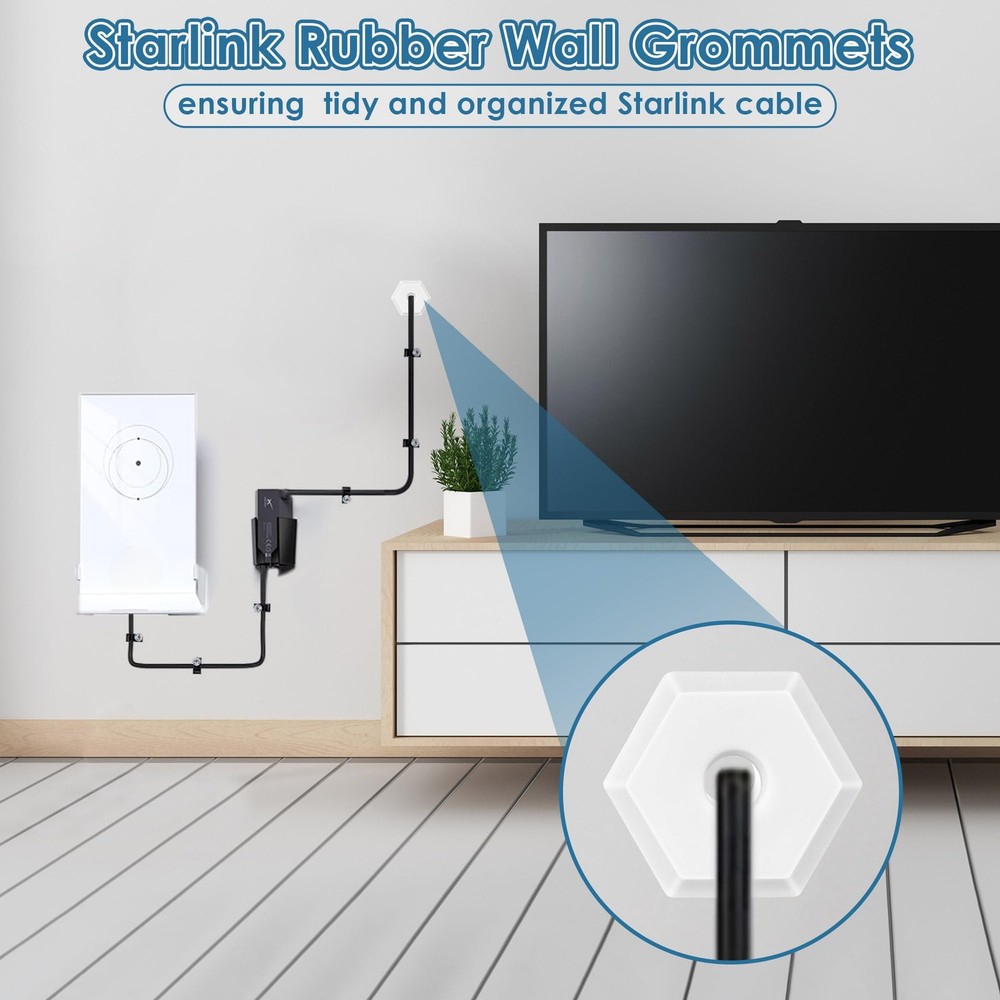 4 PCS Cable Routing Grommet Kit Compatible with Starlink Ethernet Cable Rubber..