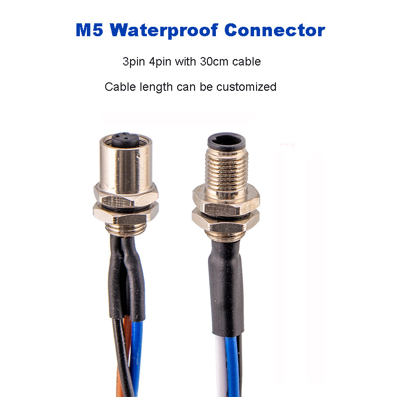 M5 Sensor Connector 3 4Pin Male Female Socket Panel Mount Thread Jack 30cm Cable