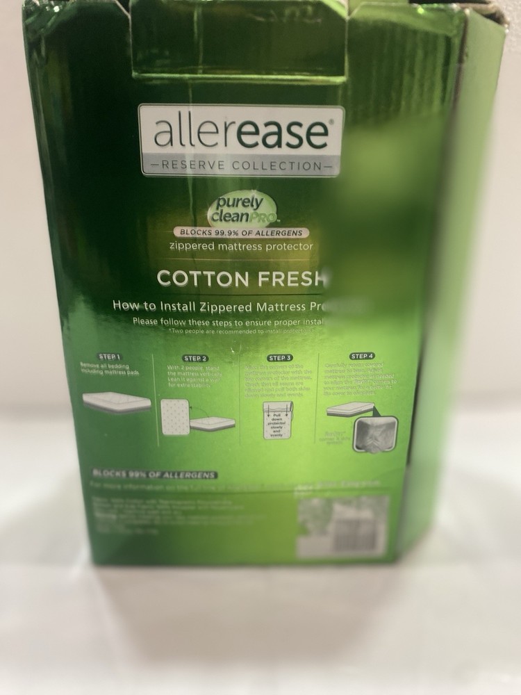 ALLEREASE Cotton Fresh Zippered Mattress Protector Full Size White Waterproof