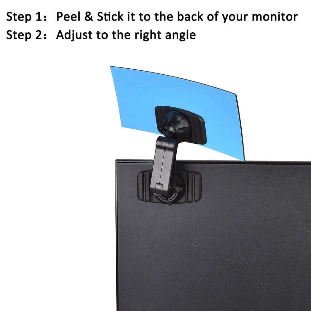 Acrylic Wide Angle Rear View Mirror for Cubicle Desk Computer Medium, Black