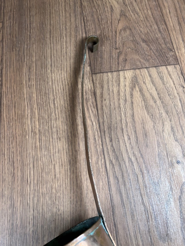 ANTIQUE HAND MADE COPPER LADLE MARKED 1880 RUSSIAN SCRIPT