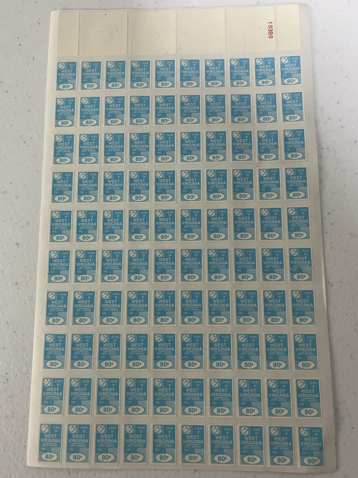 West Virginia Soft Drinks Tax Stamps