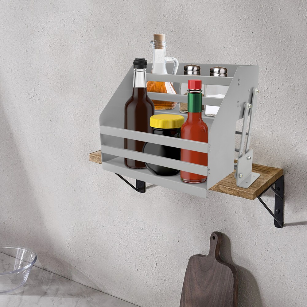 Pull Down Cabinet Organizer 2 Tier Cabinet Wall Shelf Rack L-Shaped Base