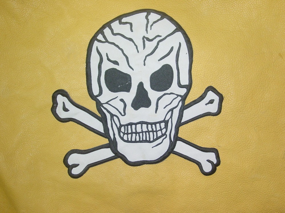 Skull & Crossbones Patch ,Vest embroidered iron on patch Large 9"X9"