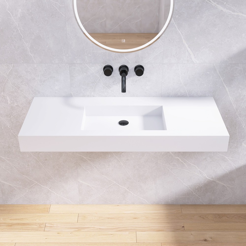 47'' Wall Mounted single Bathroom Sink Solid Surface Bathroom Vessel Sink