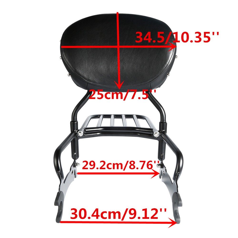 12" Backrest Sissy Bar Pad & Quick Release Spools For Indian Chieftain 2014-22