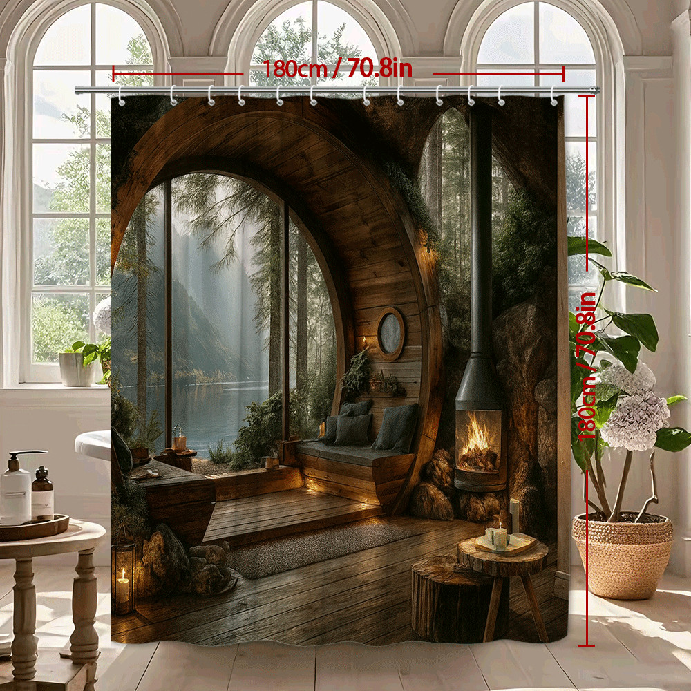 Rustic Cabin Shower Curtain - Nature-Inspired Forest Retreat