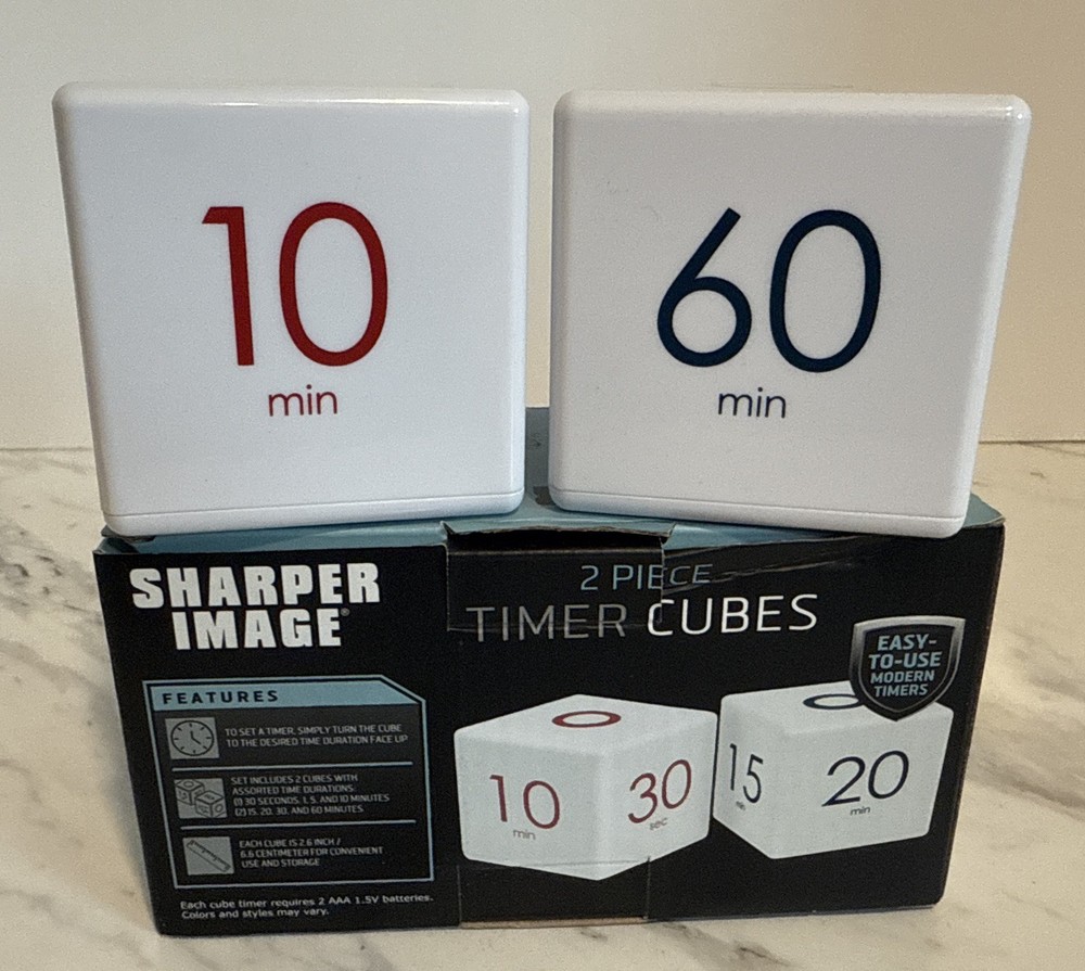 Sharper Image Digital Timer Two Piece Timer Cubes Flip to Desired Time 2 Cubes