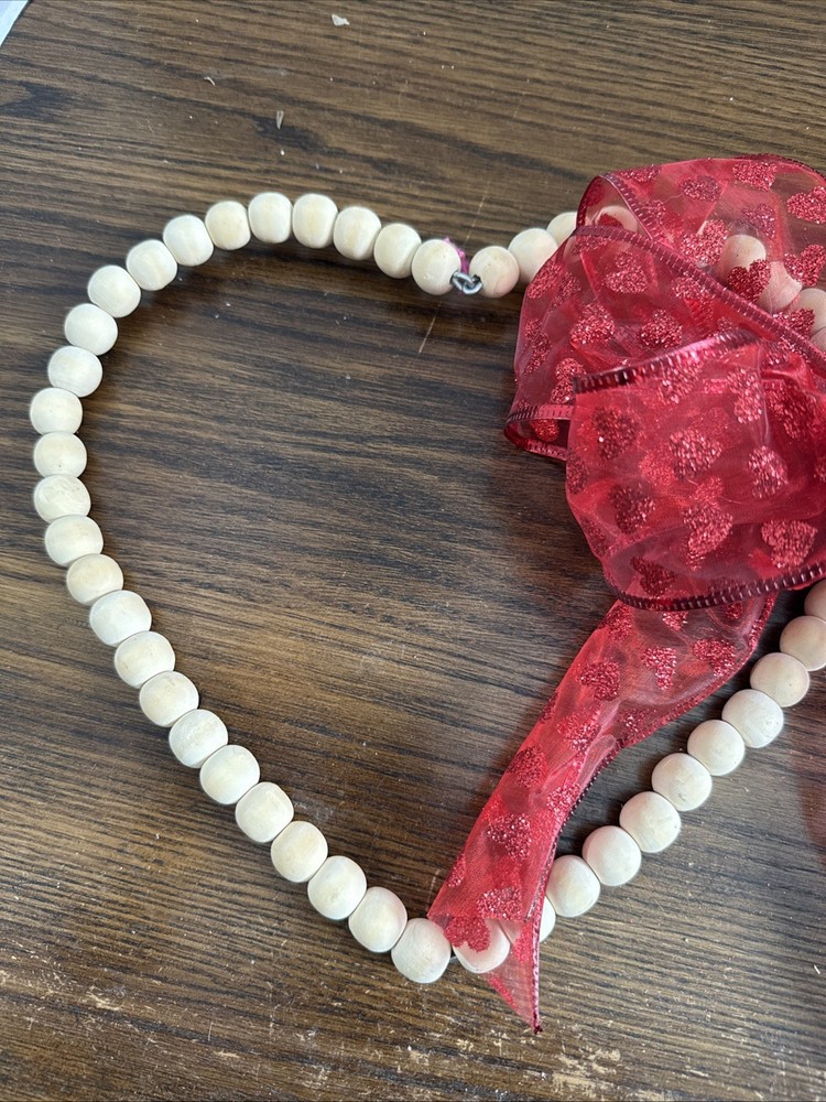 Beaded Decorative Heart With Valentine Bow