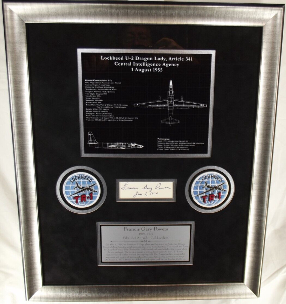 Francis Gary Powers Pilot U-2 Spy Plane Shot Down 1960 Autograph Framed Display