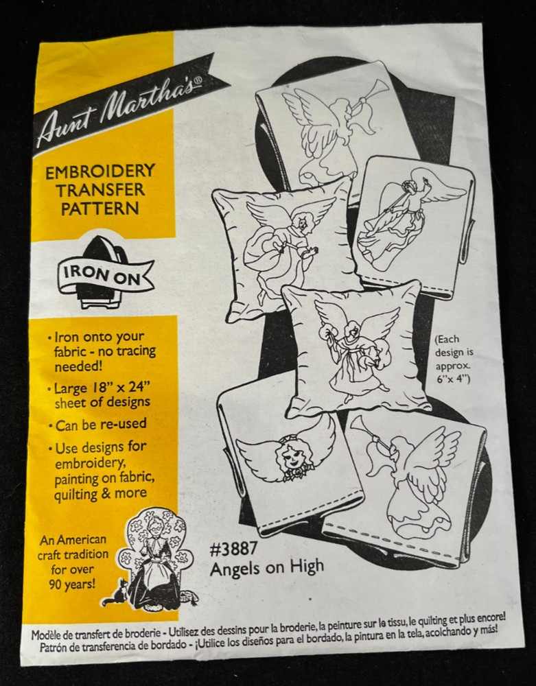 Aunt Martha's - #3887 - Angels on High - Embroidery Transfer Pattern