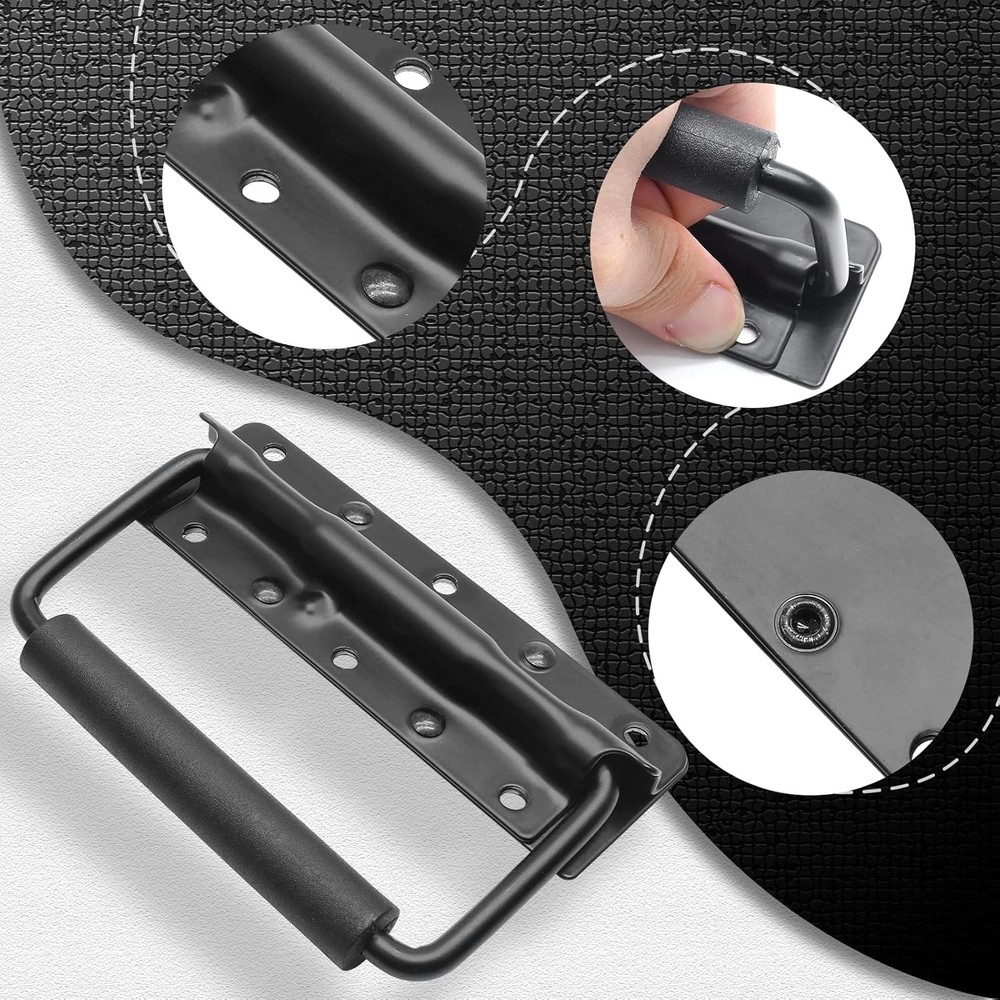 2Pcs 124mm Spring Loaded Case Handle with Screws, Surface Mount Chest Black