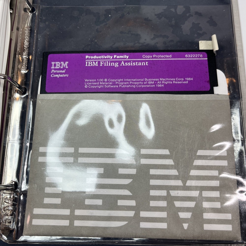 1984 IBM Filing Assistant, Productivity, Writing Version 1.01 Floppy Disk