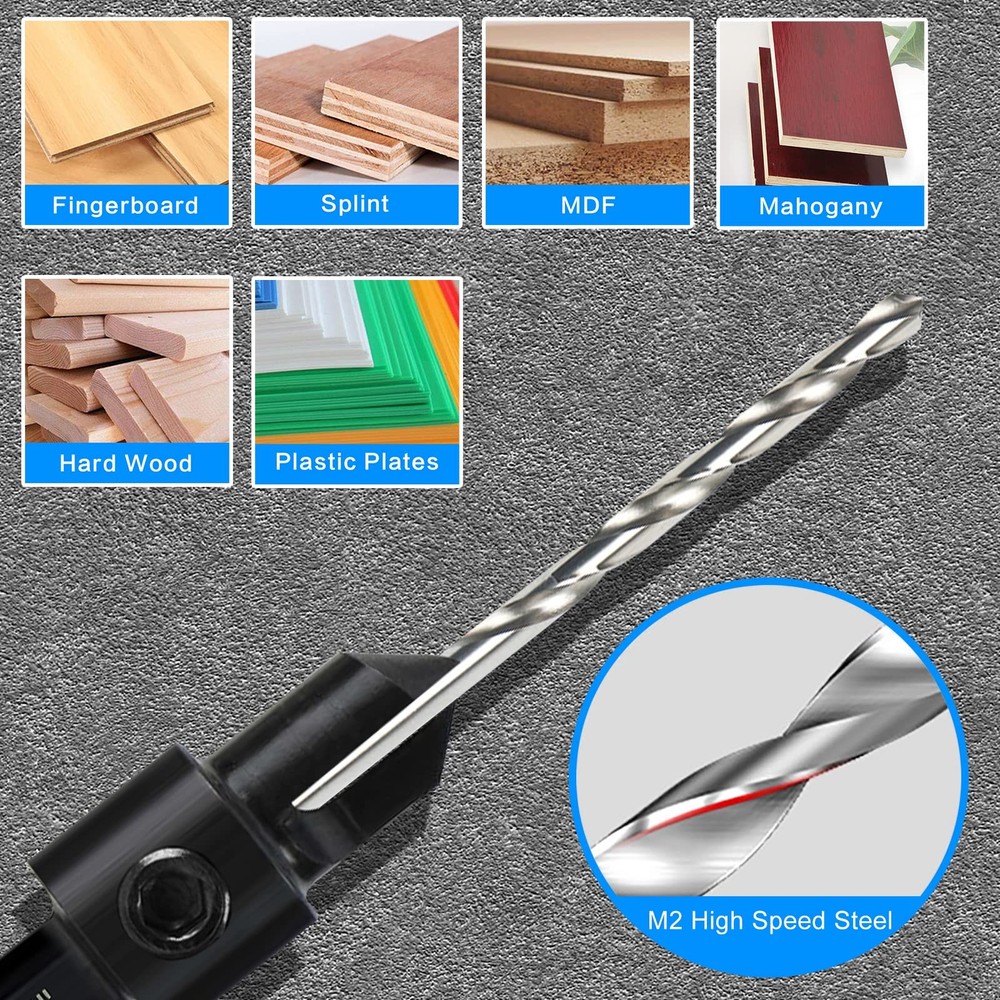 5-pc #12 Countersink Drill Bit Set, 3in1 5 Piece Set (#12)