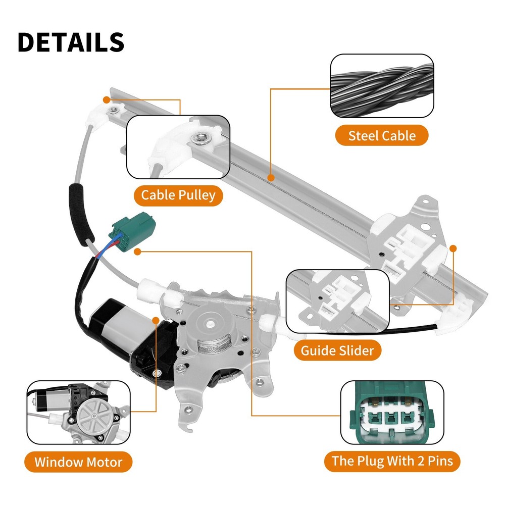 EPChunMi 2 Pins Plug Front Driver Side Left Power Window Regulator for Juke