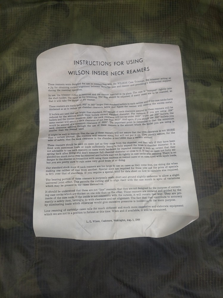 L.E. Wilson Inside Neck Reamer .375 Cal