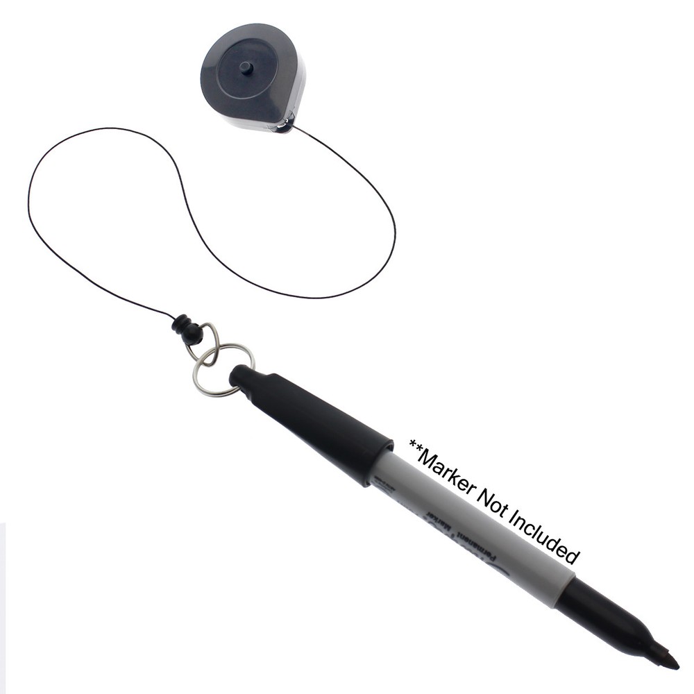 2 Pack Retractable Pen / Pencil Holders with STAY EXTENDED Pull Cord & Belt Clip