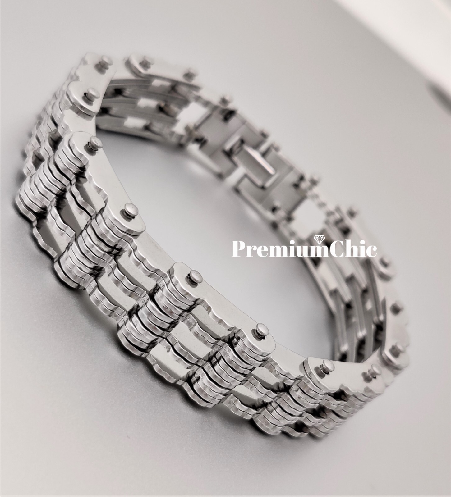SOLID Stainless Steel Motorcycle Bike Chain Design Bracelet Men's Jewelry 16MM