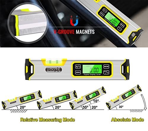 12" Digital Level Protractor IP54 Bubble Inclinometer Angle Finder LED Backlight