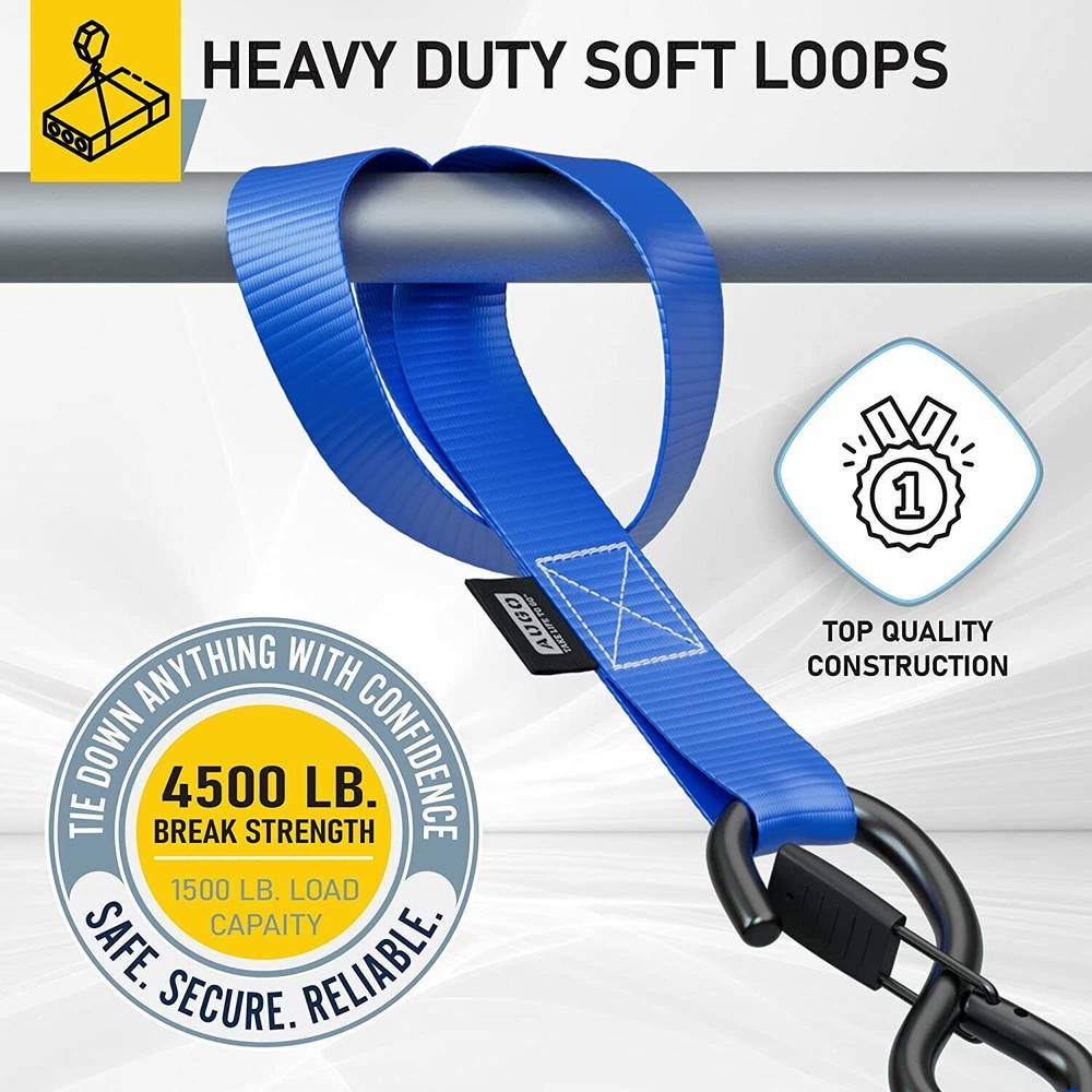 6-Pack Soft Loop Tie Down Pull Grab Straps 2 TONS Heavy Duty For Motorcycle ATV