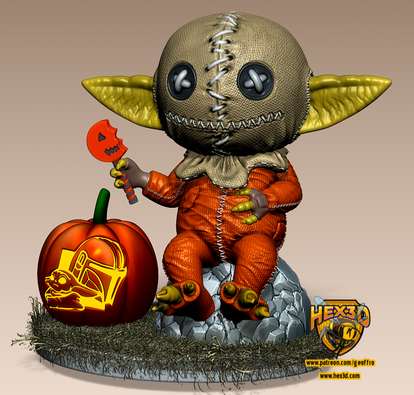 Grogu Sam Mashup Unassembled Model Kit Designed By Hex3D 2.95 in tall