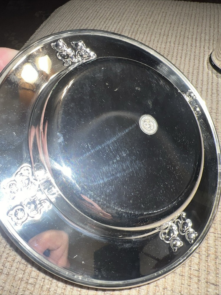 Godinger Silver Childs Teddy Bear Plate and Cup