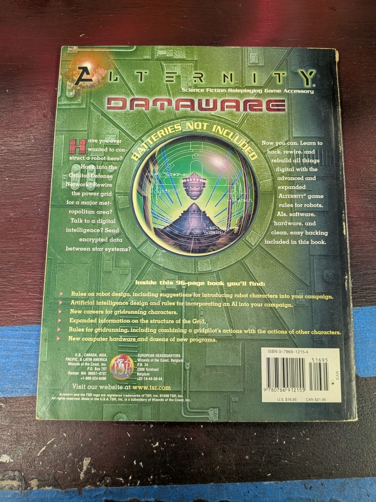 Dataware Alternity Science Fiction Role-playing Game 2811 TSR