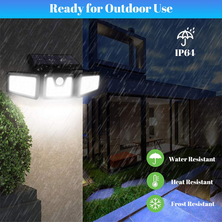 2 Pack 74LED Solar Lights Outdoor Waterproof Motion Sensor Security Lamp 3 Head