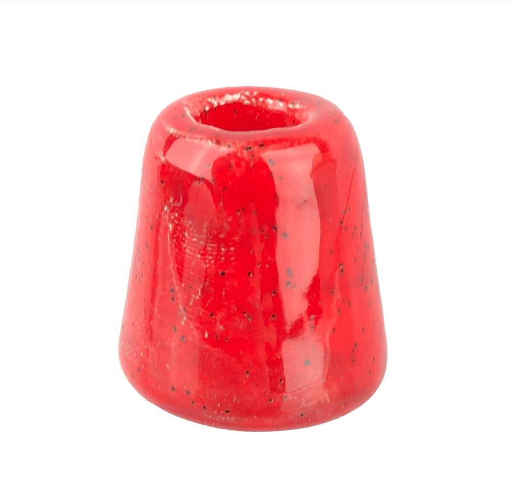 Vintage Glazed Red Ceramic Bowling Pencil Holder
