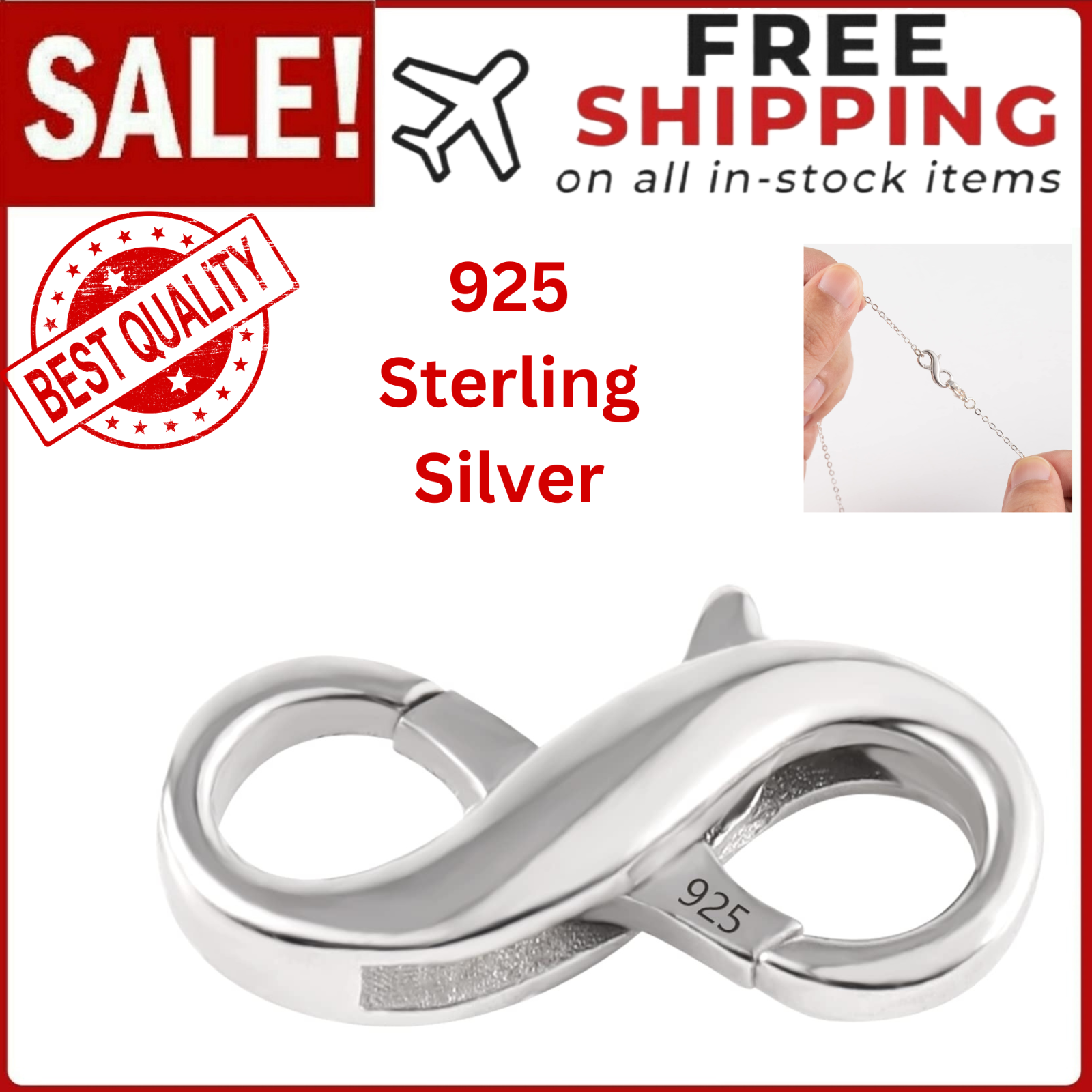 Lobster Clasp Necklace Bracelet Extender 925 Sterling Silver Connector Claw New