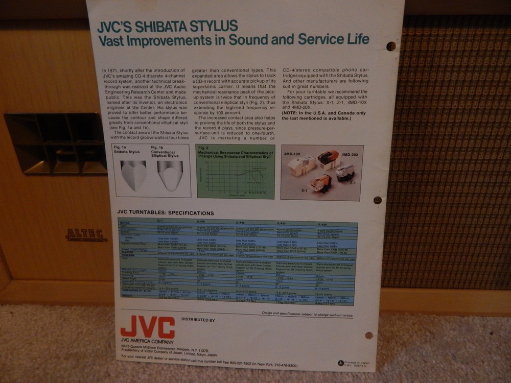Vintage JVC Turntable Booklet