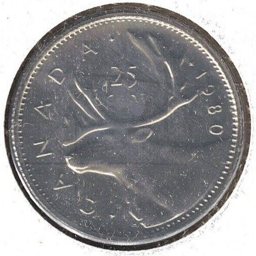 1980 Canada Caribou Proof Like 25C coin!