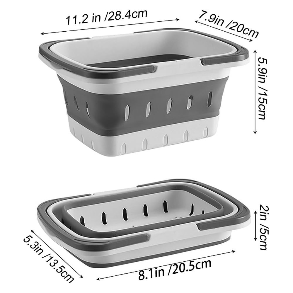 MINDFARGE Portable Folding Plastic Bath Caddy with Handle, 1 pack, Grey