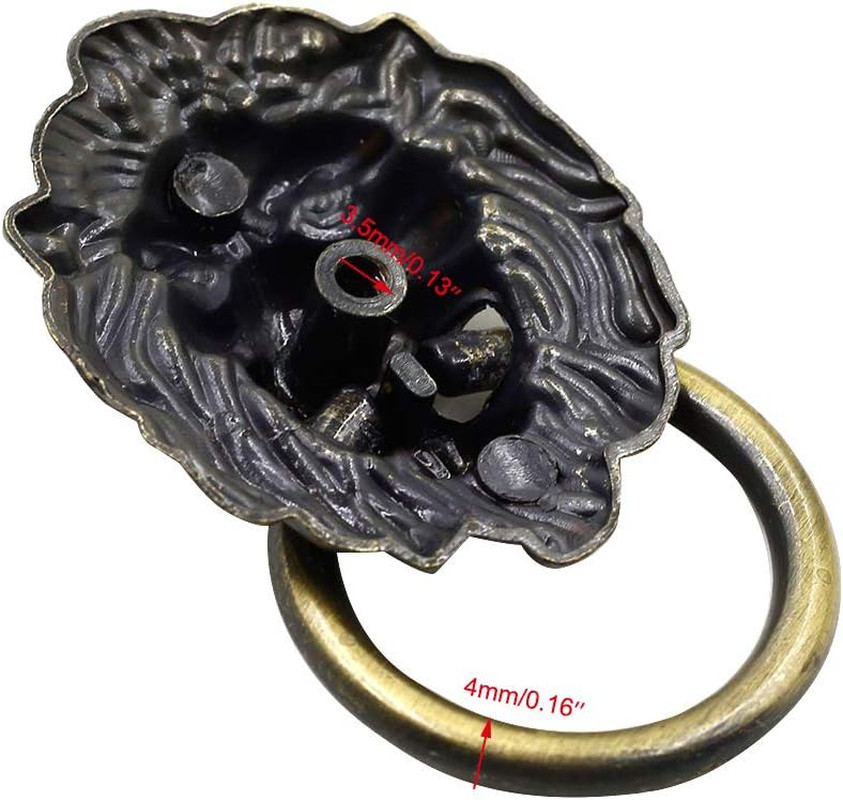 12 Pack Cabinet Knobs Pulls Lion Head Ring Pulls Handle for Drawer Dresser Wardr