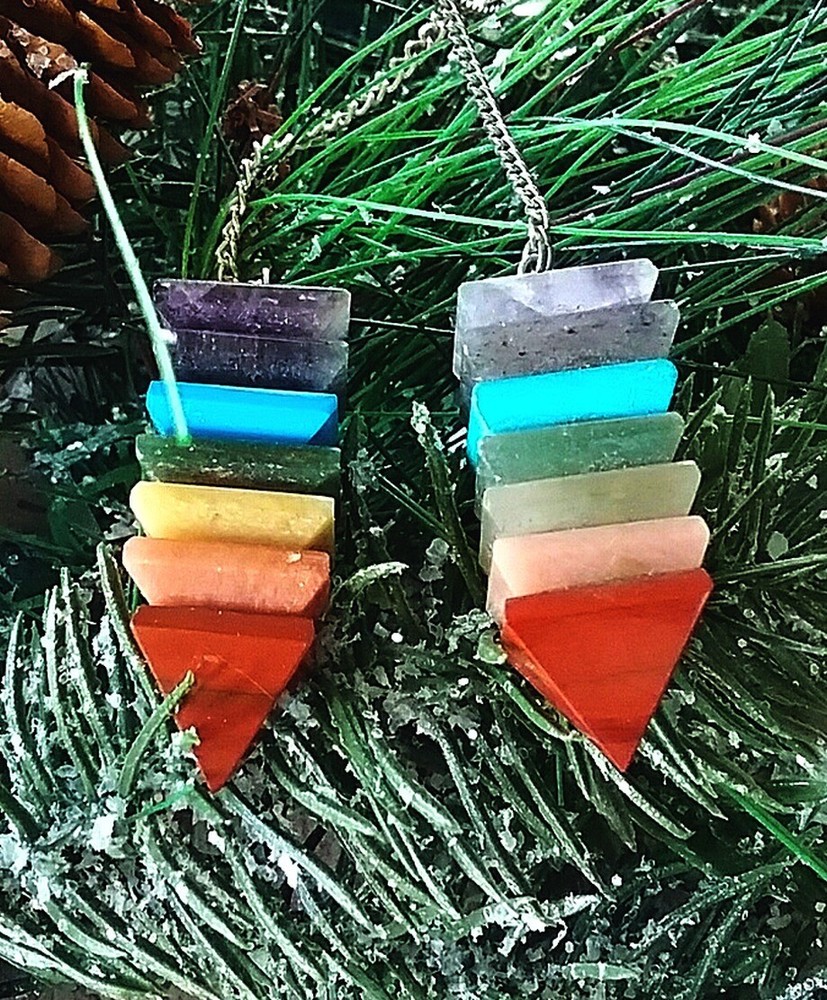 2 CHAKRA DOWSING PENDULUM SET, 7 Layer CHAKRA CRYSTAL PENDULUM, PYRAMID PENDULUM