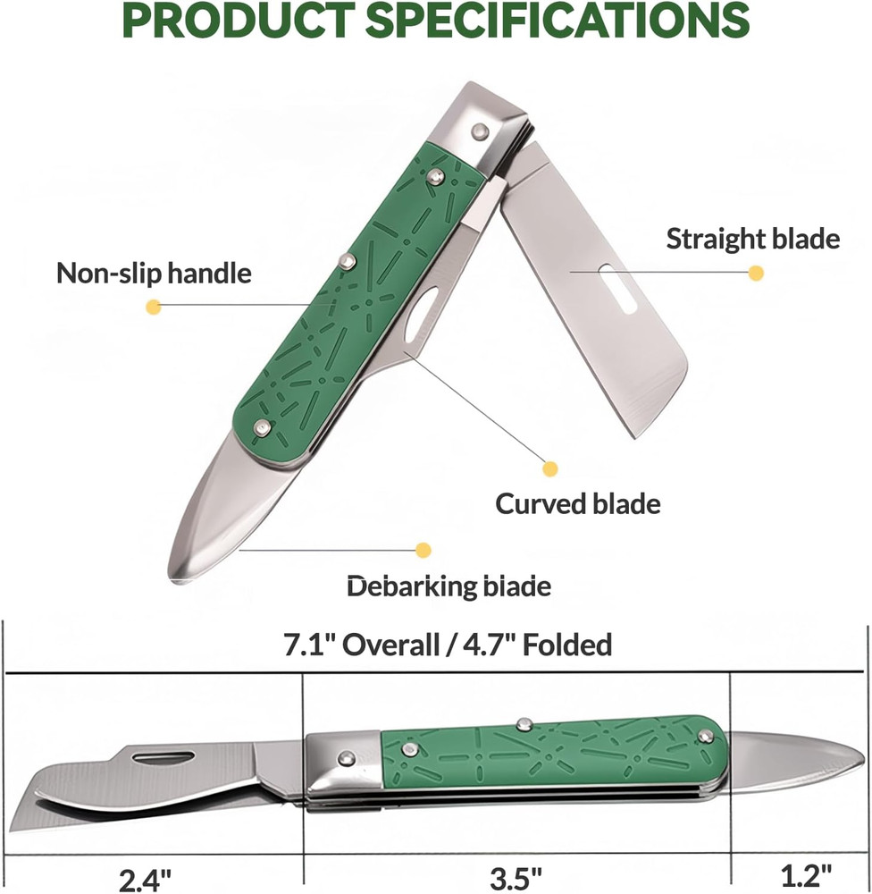Grafting Knife, COMKIT Professional Foldable Double Blades Graft Knife, Fruit Tr