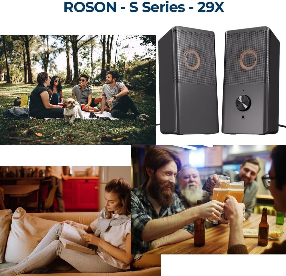 Computer Speaker, Compact Size Speaker with Headphone Jack, Enhanced Bass