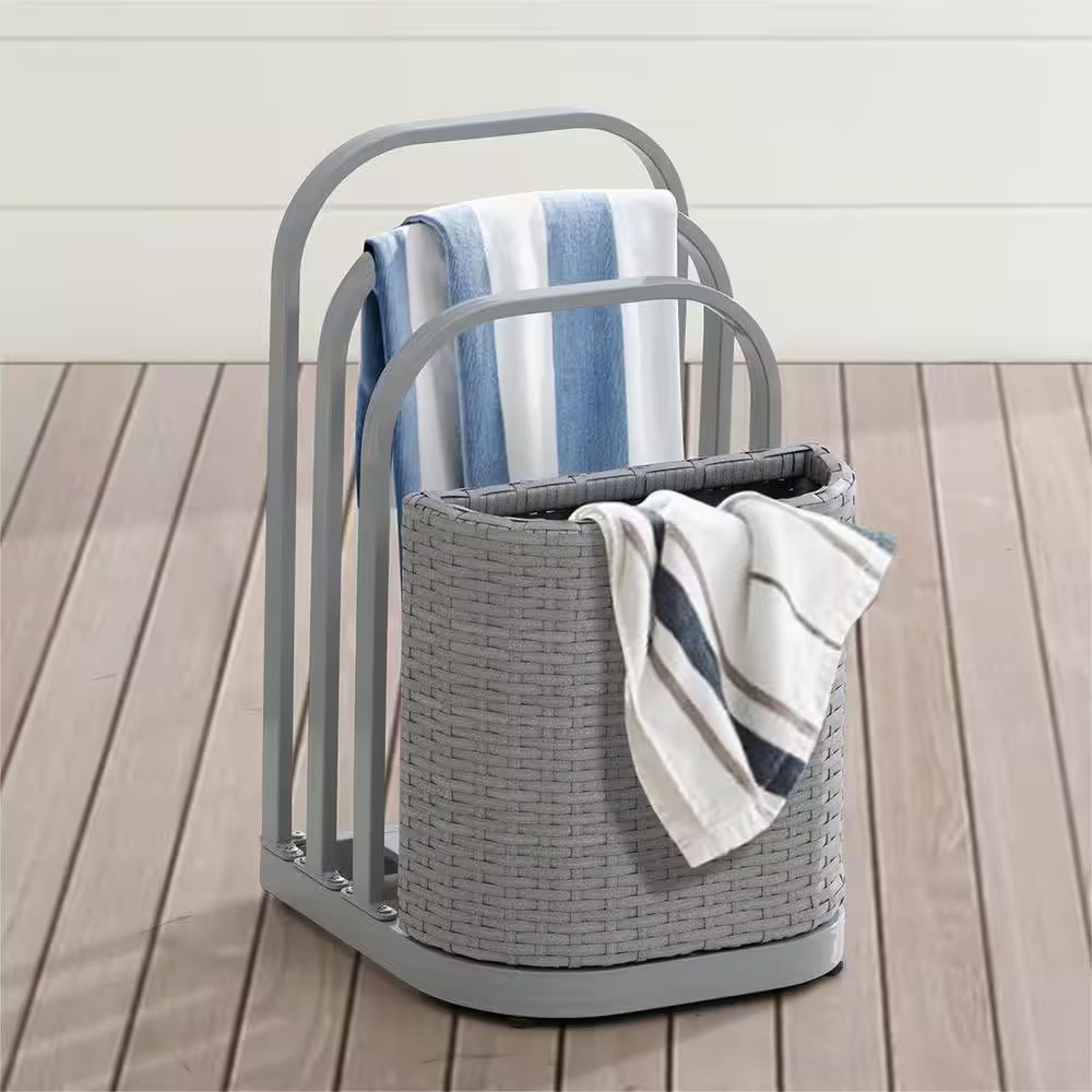 16 In. Rust-Proof Aluminum Pool Float Storage Rack, Wicker Poolside Floating Sto