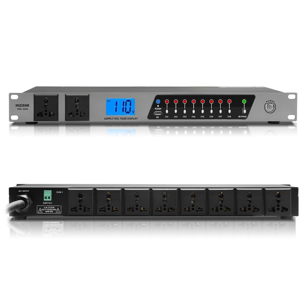 20A Rack Mount Power Conditioner, 10 Outlet Sequencer, 2000W Surge Protector, Vo