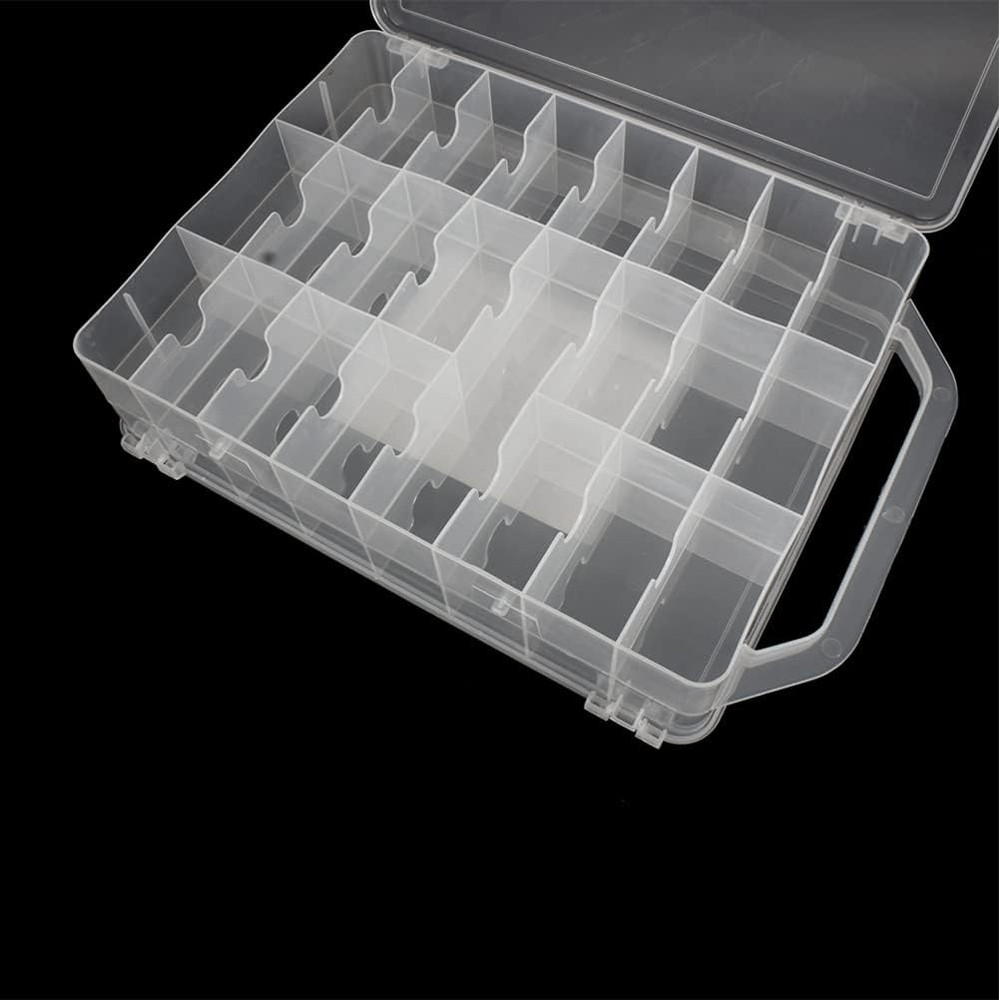 46 Grids Sewing Organizer, Double Sided Thread Box Storage, Portable Clear Plast