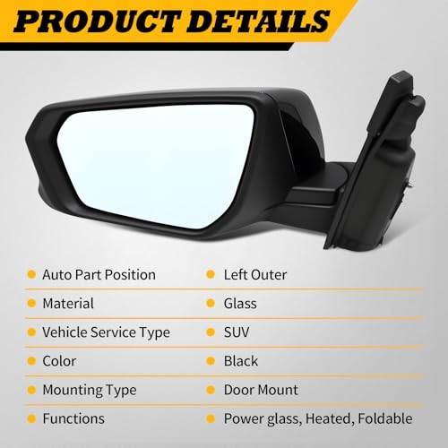 Driver Side Mirror Assembly Compatible with 2018-2024 Equinox Terrain Left