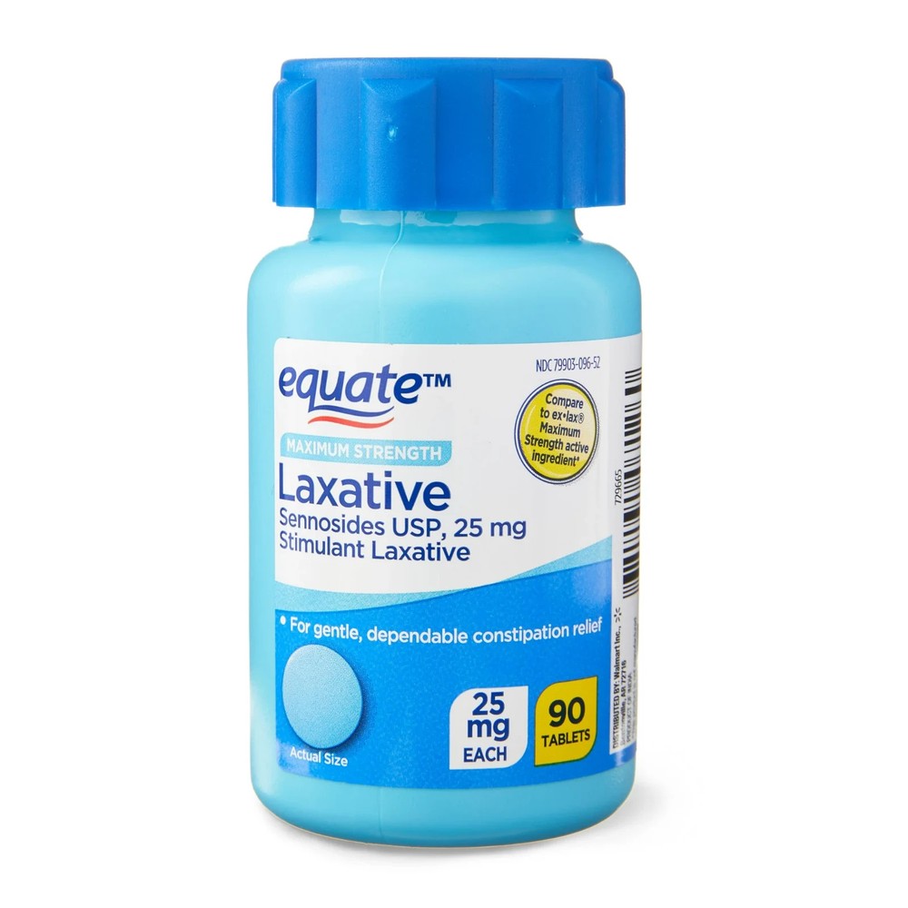 (2 Pack) Equate Maximum Strength Sennosides Laxative Tablets 25mg 90 Count